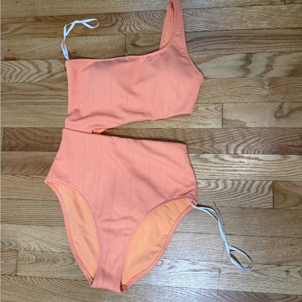 Aerie Orange One Shoulder One Piece Swimsuit